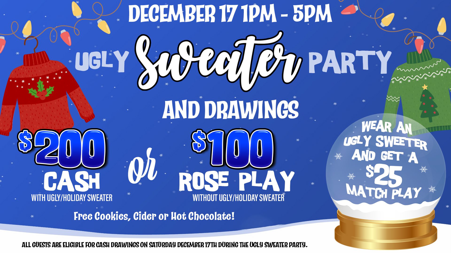 A poster for the holiday party and drawing.