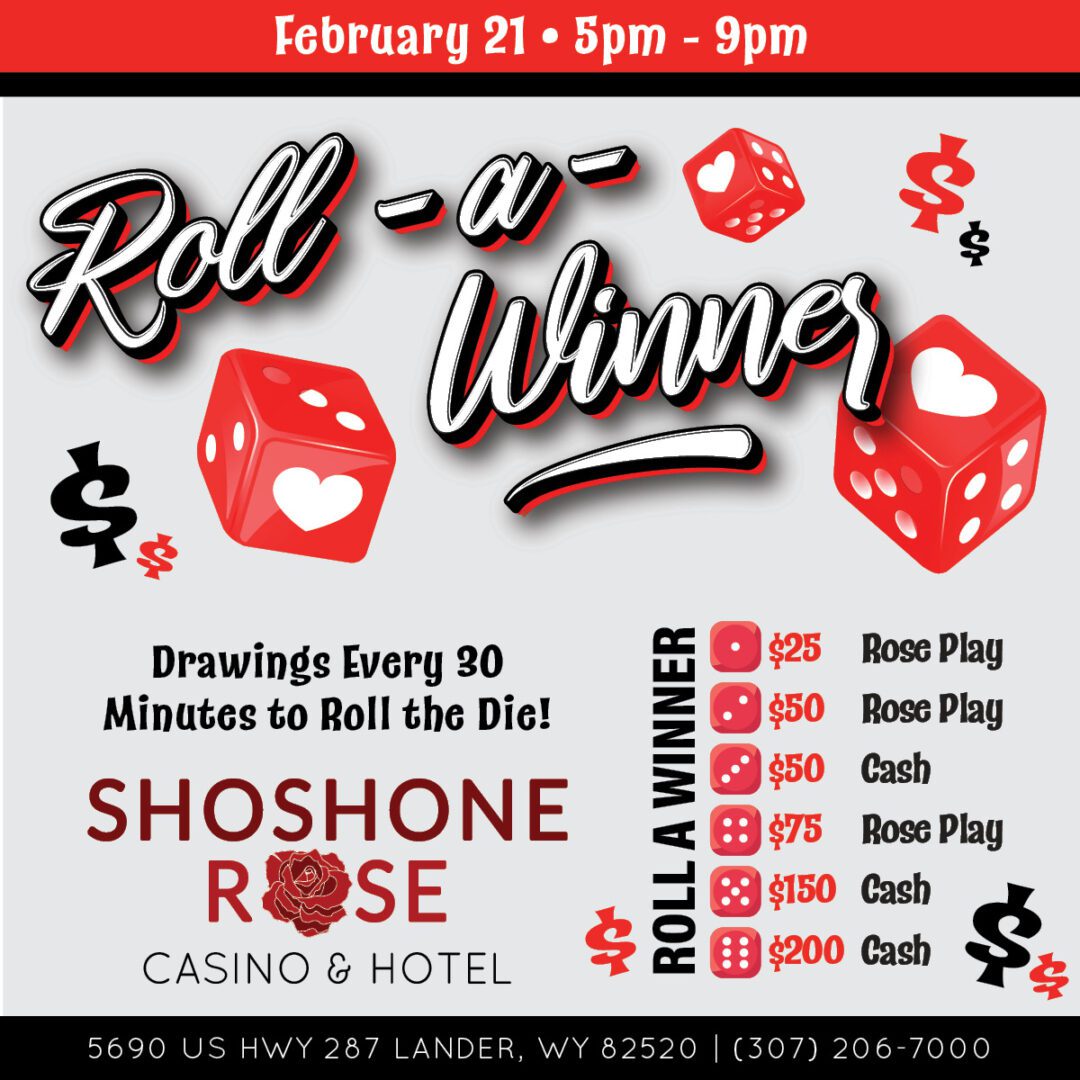 A poster advertising the roll-a-winner game.