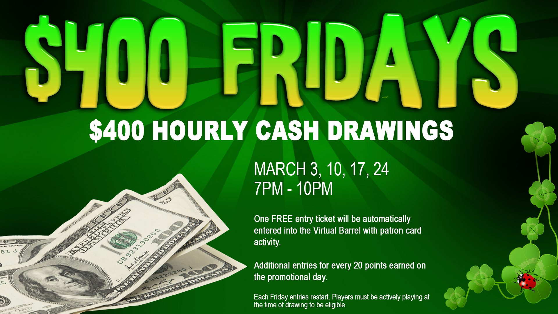 A poster advertising cash drawing for the 1 0 0 th friday.