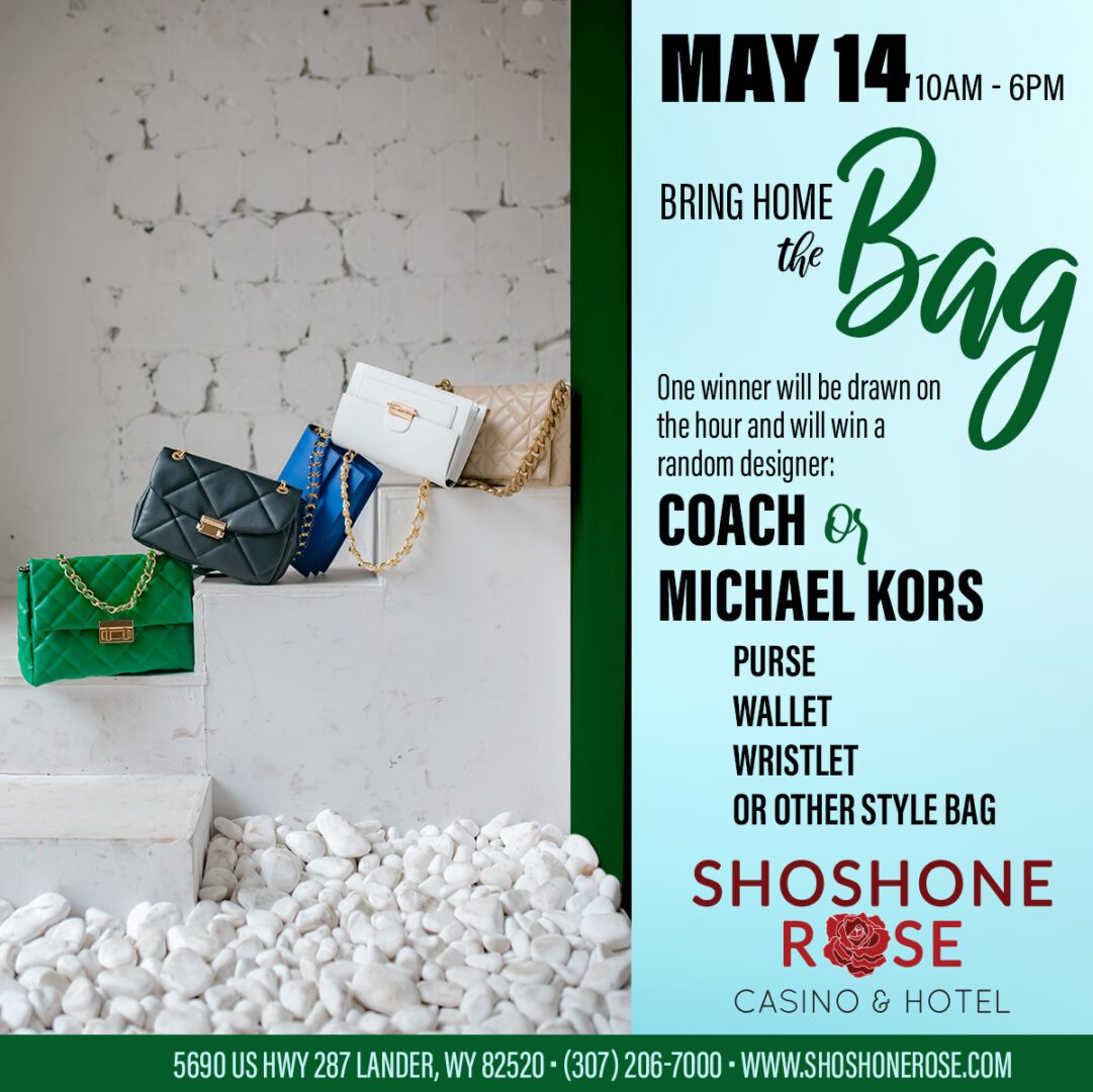 A poster with bags and purses on it.