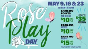 A poster with the words " rose play day ".