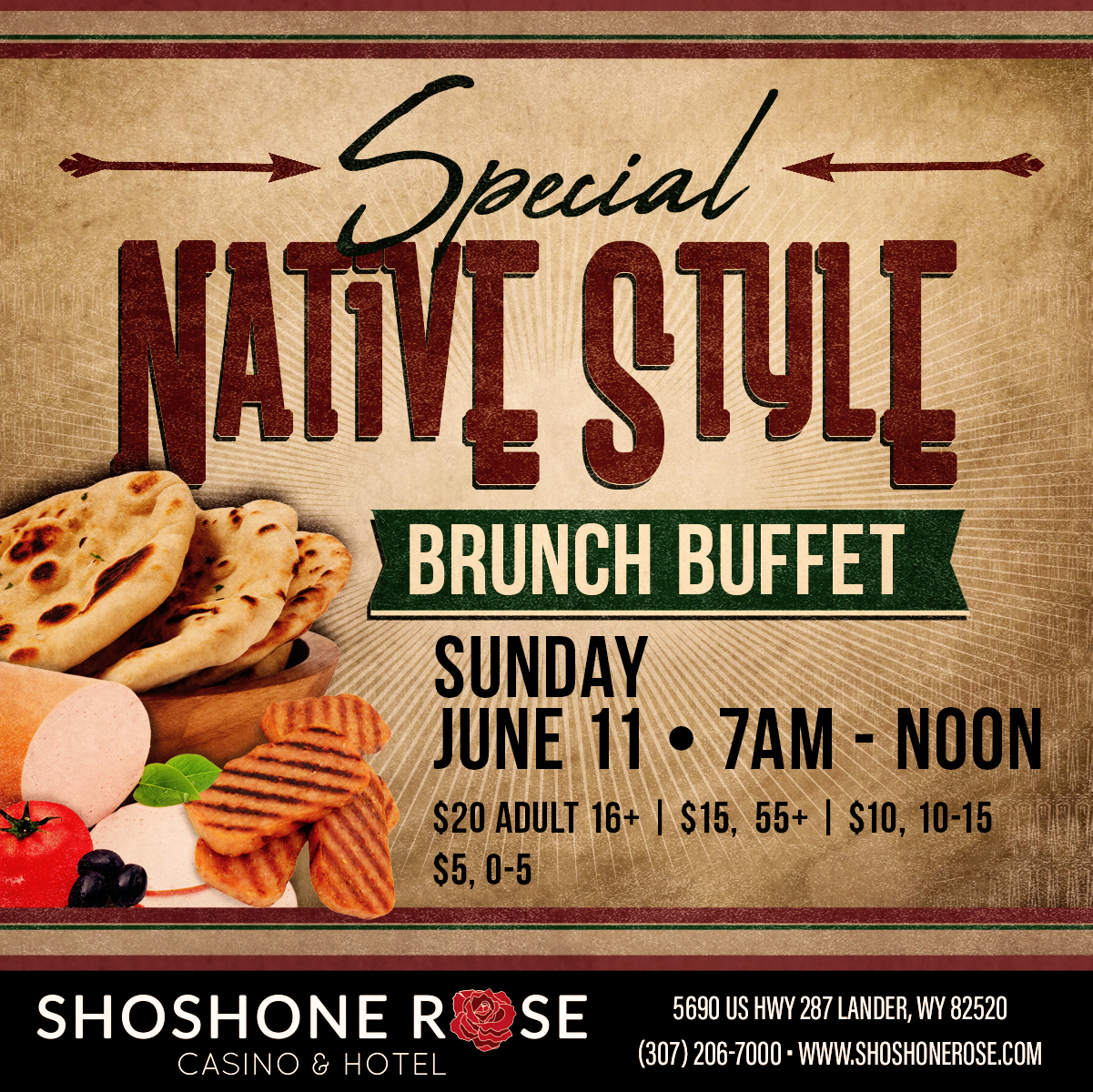 A poster for the native style brunch buffet.