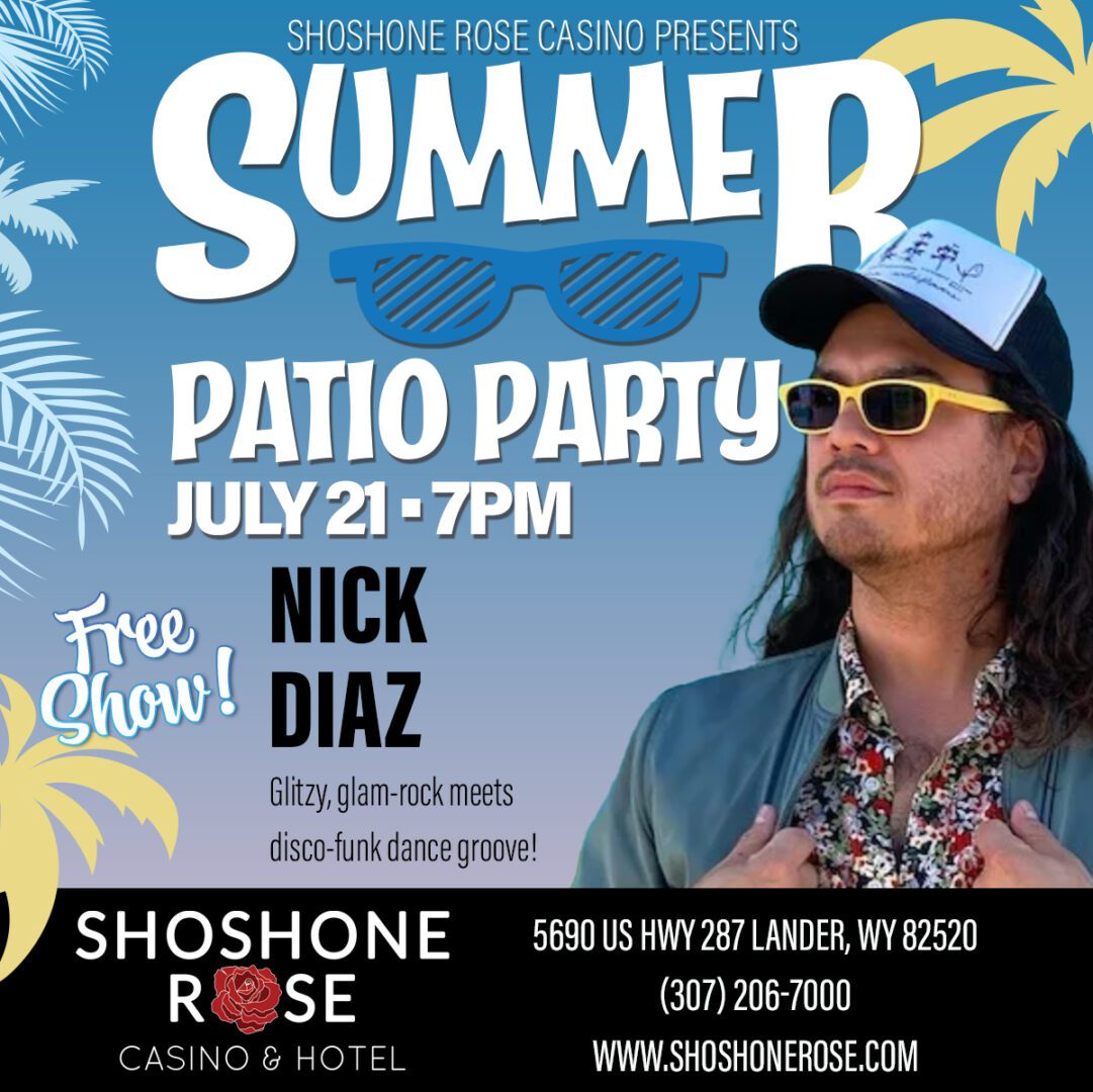 A poster for the summer patio party featuring nick diaz.