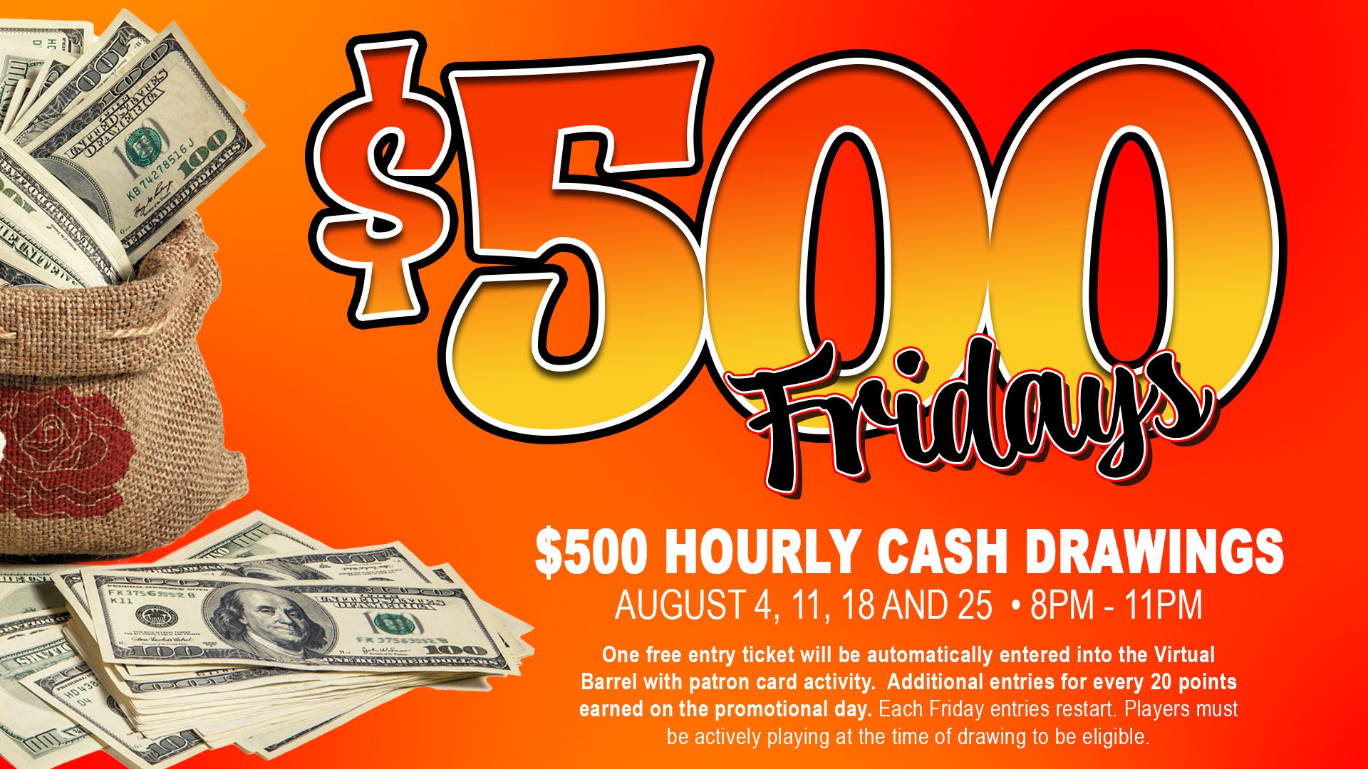 A flyer for the $ 5 0 0 friday cash draw.