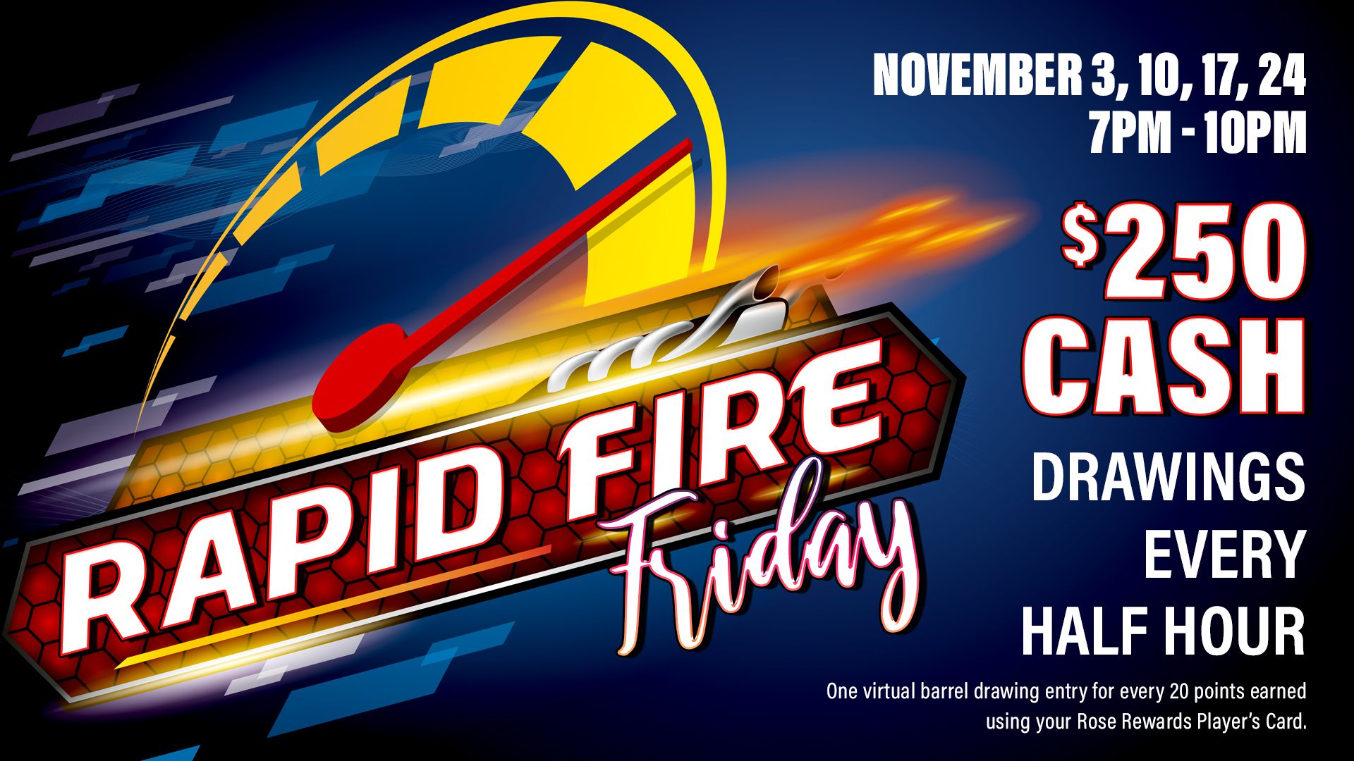 A poster for rapid fire friday with the words " rapid fire friday ".