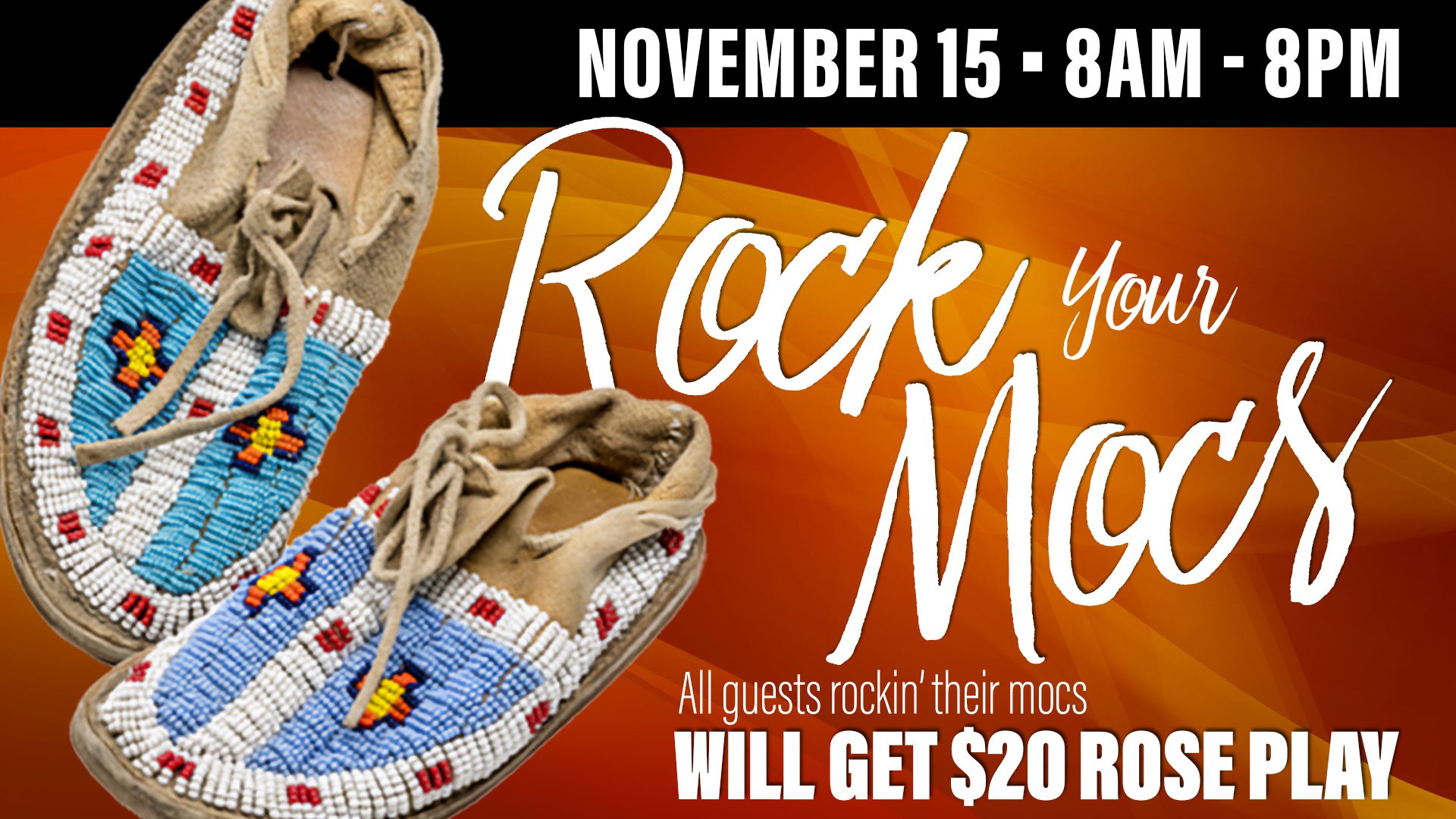 A pair of moccasins with the words rock your mocs written on them.