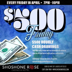 A poster advertising a $ 5 0 0 friday event.